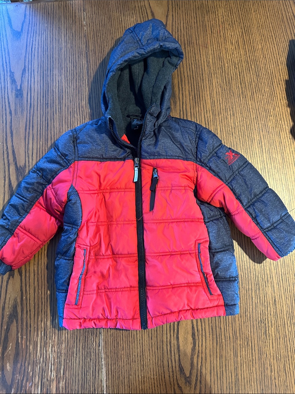 ZeroXposur Kids Hooded Red and Gray Puffer Jacket